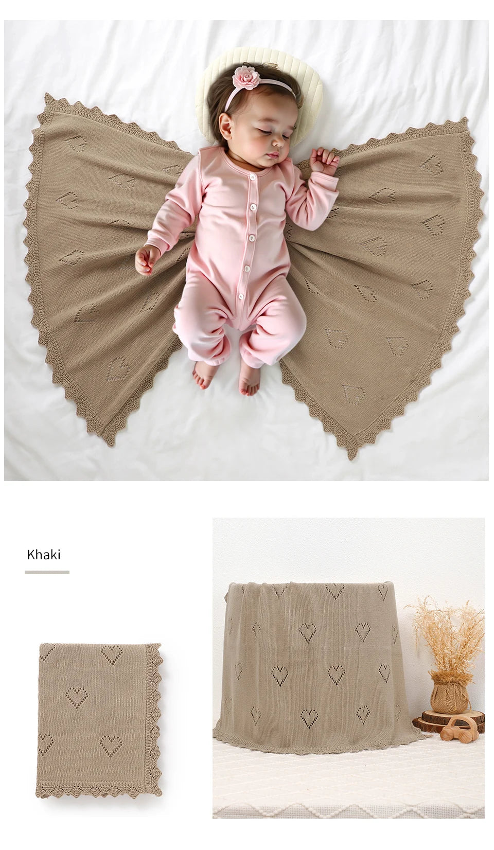 Baby Swaddle Blanket Cotton 100*80cm Soft Knitted Newborn Boys Girls