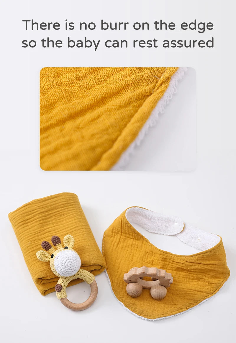 Baby drool Towel Toy Set Milestone Cards