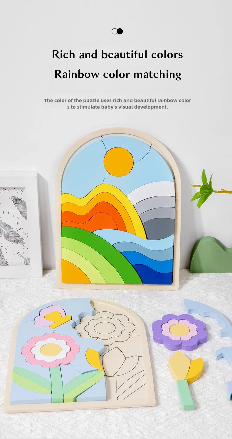 Wooden 3D creative puzzle, 2-6 years old