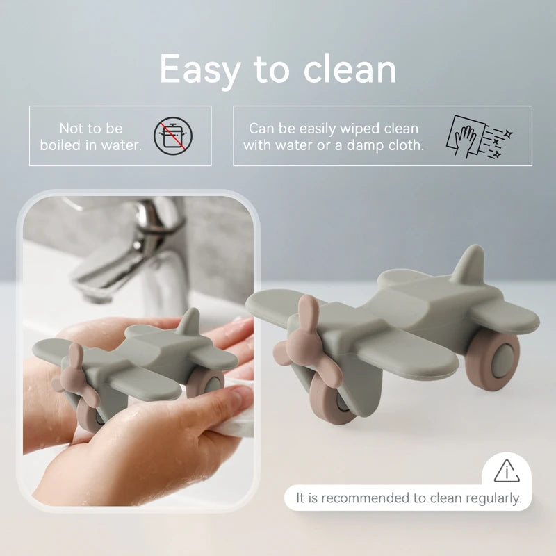 1pc Baby Aircraft Toys Food Grade Silicone Bus Truck