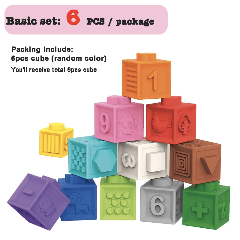 Montessori Baby Kids Toy Baby Blocks Touch Toys Soft Cubes For Children