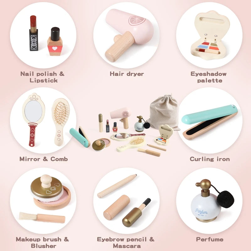 Girls Wooden Simulation Kid Makeup Set