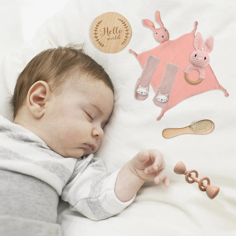Baby drool Towel Toy Set Milestone Cards