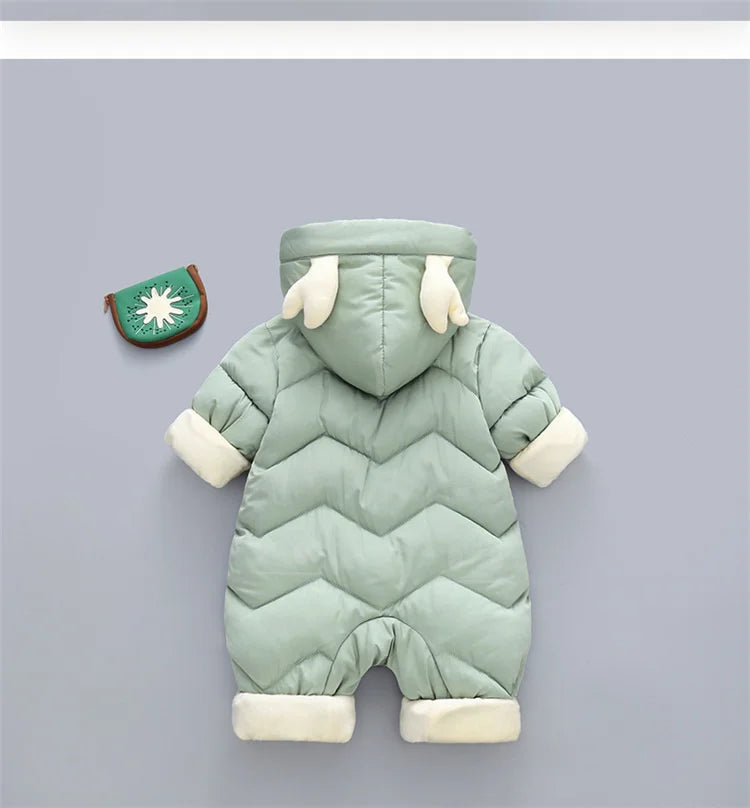 2025 New born Baby Girl clothes Winter Snowsuit Plus Velvet Thick Baby Boys Jumpsuit 0-3 Years Romper boy Overalls Toddler Coat