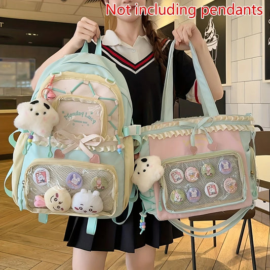 Bag Set Two-Piece Pain Bag Back to School Season Back to School Season Backpack Lace Lightweight Cute Backpack
