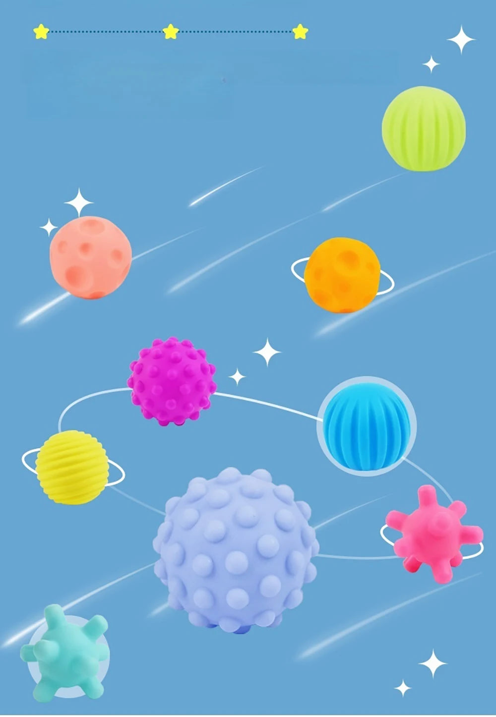 6Pcs Textured Multi Ball Set Develop baby Tactile Senses Toy Baby Touch Hand Ball Toys Children Training Ball Massage Soft Balls