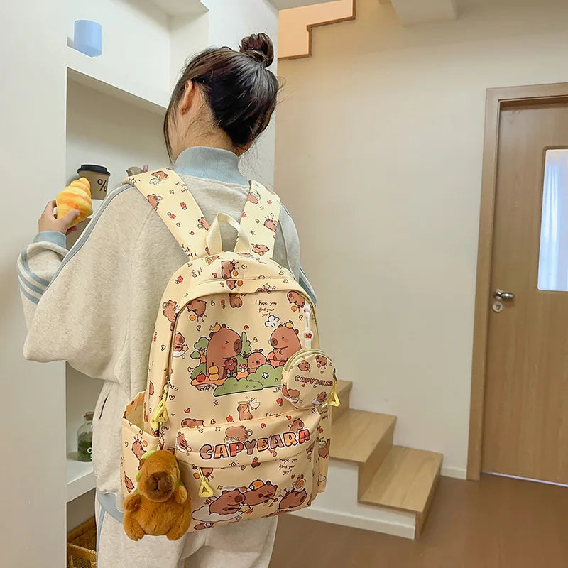 Cute Capybara Backpack for Girls Boys Student Teenager Children's Rucksack Women Cute Casual School Bags Kids Birthday Gift Toy