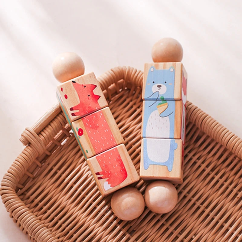 Baby Wooden Rotating Jigsaw Puzzle Hand bell Toy