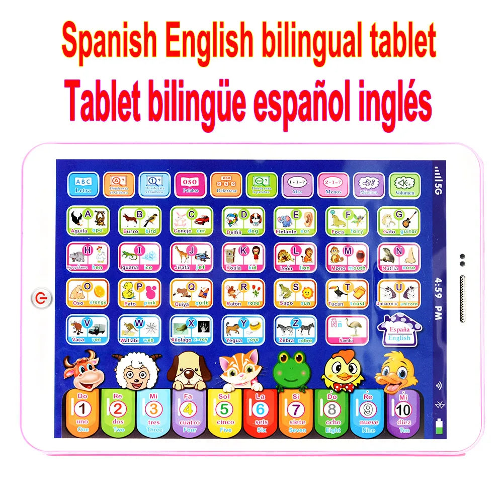 Spanish Alphabet Child Tablet Point Read Touch Enable Laptop Compluter Educational Toys Play Mobel Details for Children's Gifts
