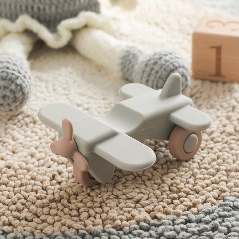 1pc Baby Aircraft Toys Food Grade Silicone Bus Truck