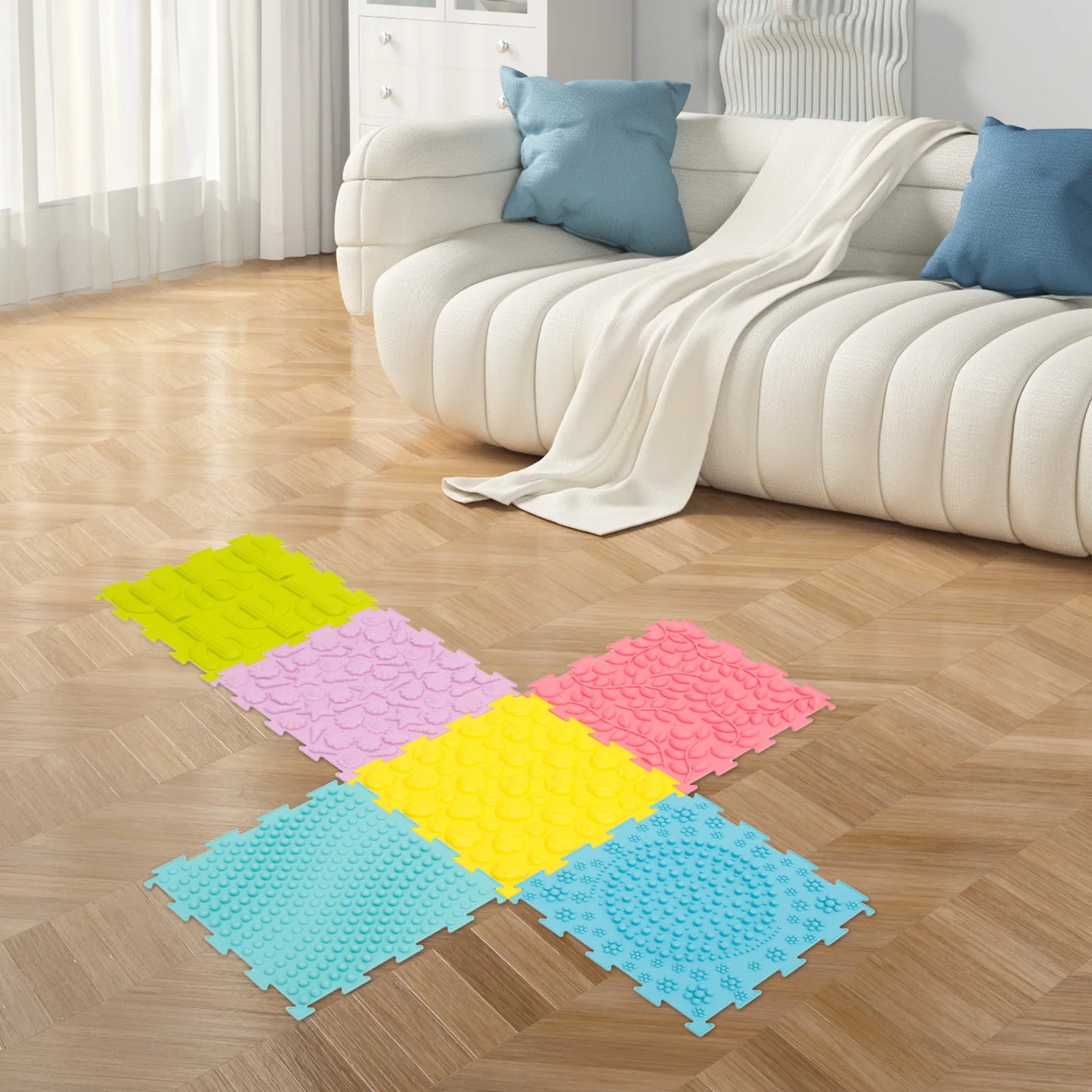 6/12Pcs Sensory Integration Training Mats Foot Massage Pad