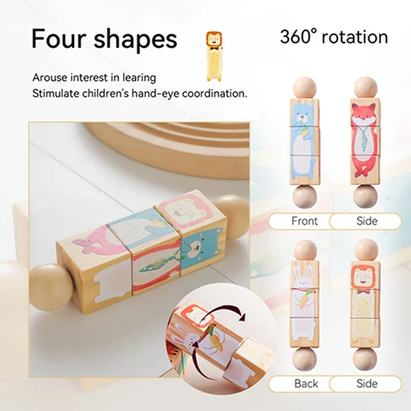 Baby Wooden Rotating Jigsaw Puzzle Hand bell Toy