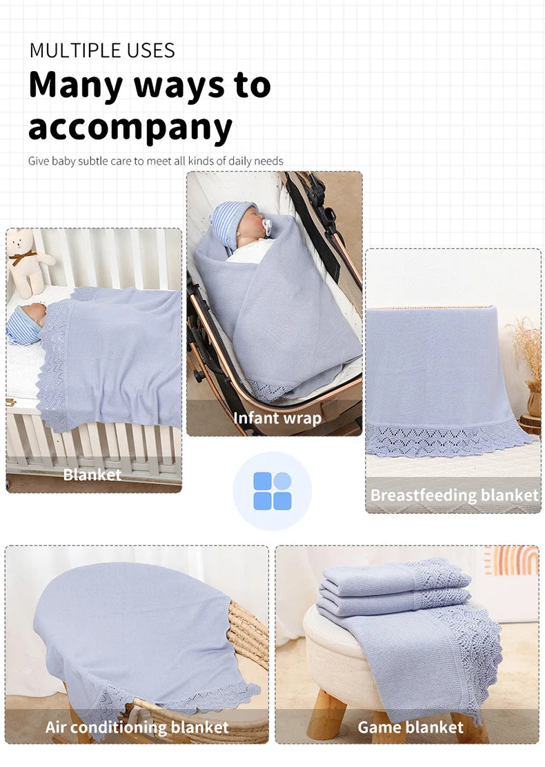 Cotton Baby Blanket Knit Newborn Boys Girls Bedding Quilt Fashion Hollow Out Solid 90*70CM Toddler Swaddle Wrap Super Soft Plaid