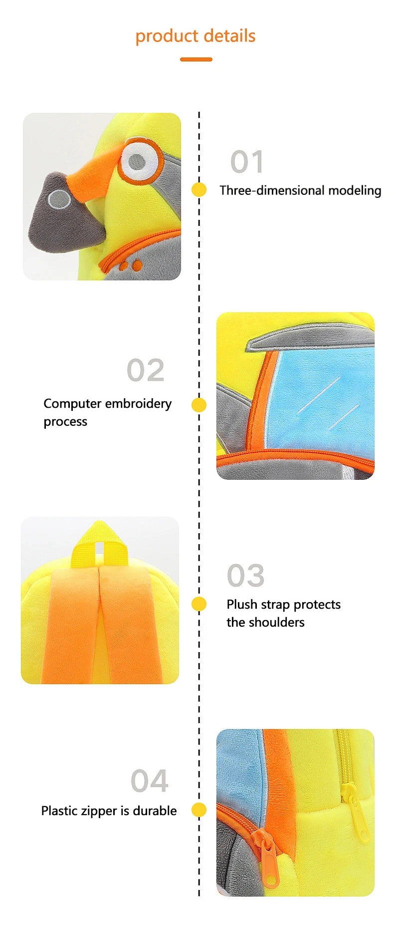 2-4 years old kids engineering backpack cartoon excavator backpack plush kids small school bag toy backpack