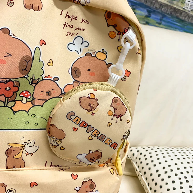 Cute Capybara Backpack for Girls Boys Student Teenager Children's Rucksack Women Cute Casual School Bags Kids Birthday Gift Toy