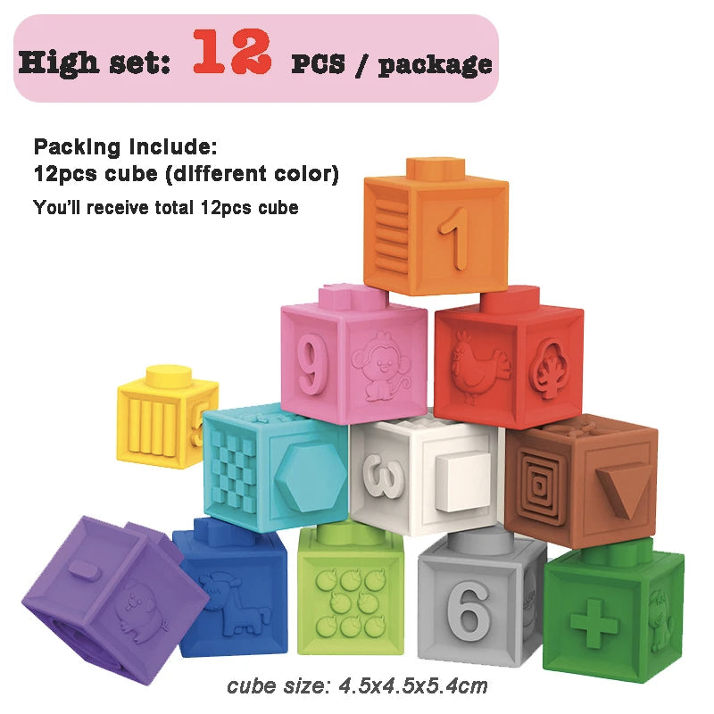 Montessori Baby Kids Toy Baby Blocks Touch Toys Soft Cubes For Children