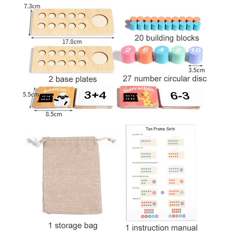 Children's Wooden Number Board Cognitive Matching Addition
