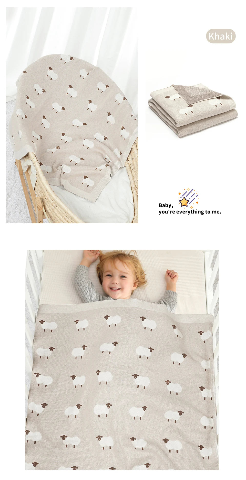 Baby Cotton Blankets Knitted Newborn Boys Girls