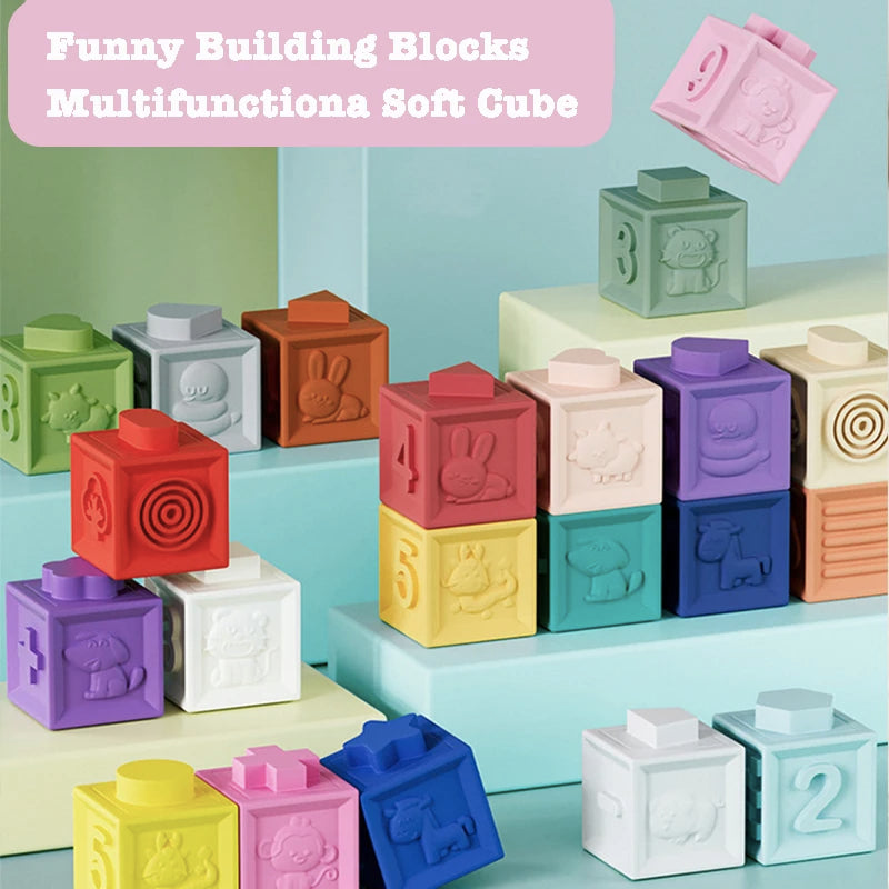 Montessori Baby Kids Toy Baby Blocks Touch Toys Soft Cubes For Children