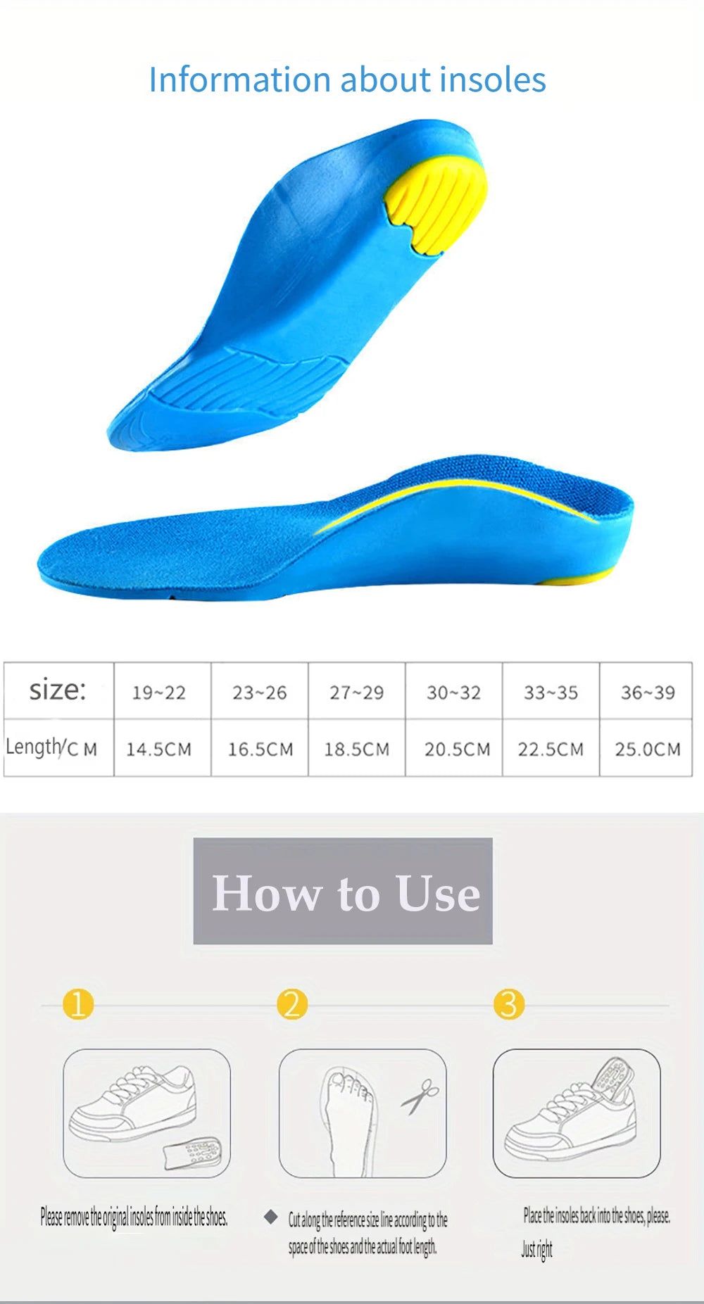 Kids Orthotics Flat Foot High Arch Support Orthopedic Insoles for Children