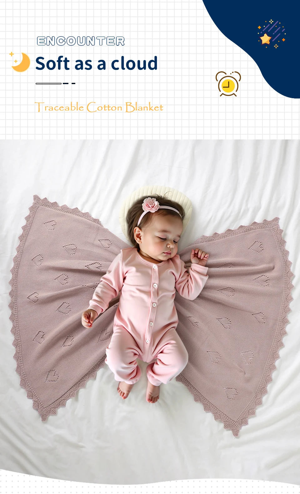 Baby Swaddle Blanket Cotton 100*80cm Soft Knitted Newborn Boys Girls