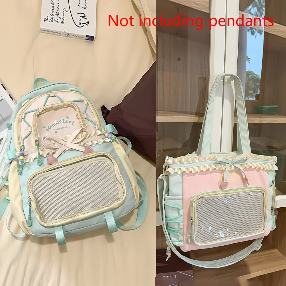 Bag Set Two-Piece Pain Bag Back to School Season Back to School Season Backpack Lace Lightweight Cute Backpack