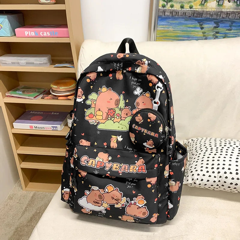 Cute Capybara Backpack for Girls Boys Student Teenager Children's Rucksack Women Cute Casual School Bags Kids Birthday Gift Toy