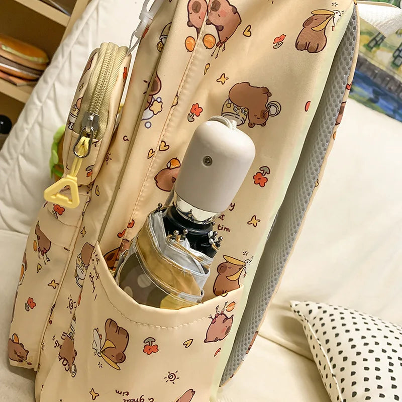 Cute Capybara Backpack for Girls Boys Student Teenager Children's Rucksack Women Cute Casual School Bags Kids Birthday Gift Toy