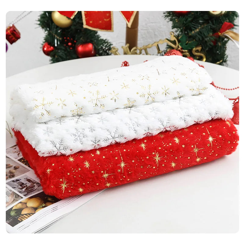 150x50cm Christmas Plush Fabric Bronzing Winter Coat Pillow Fabric Pet Clothing DIY Sewing Material By Half Meters For Winter