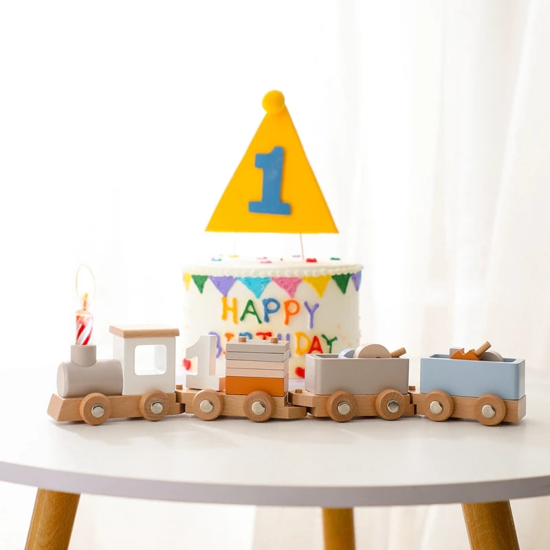 Wooden Train Birthday Toy  Montessori