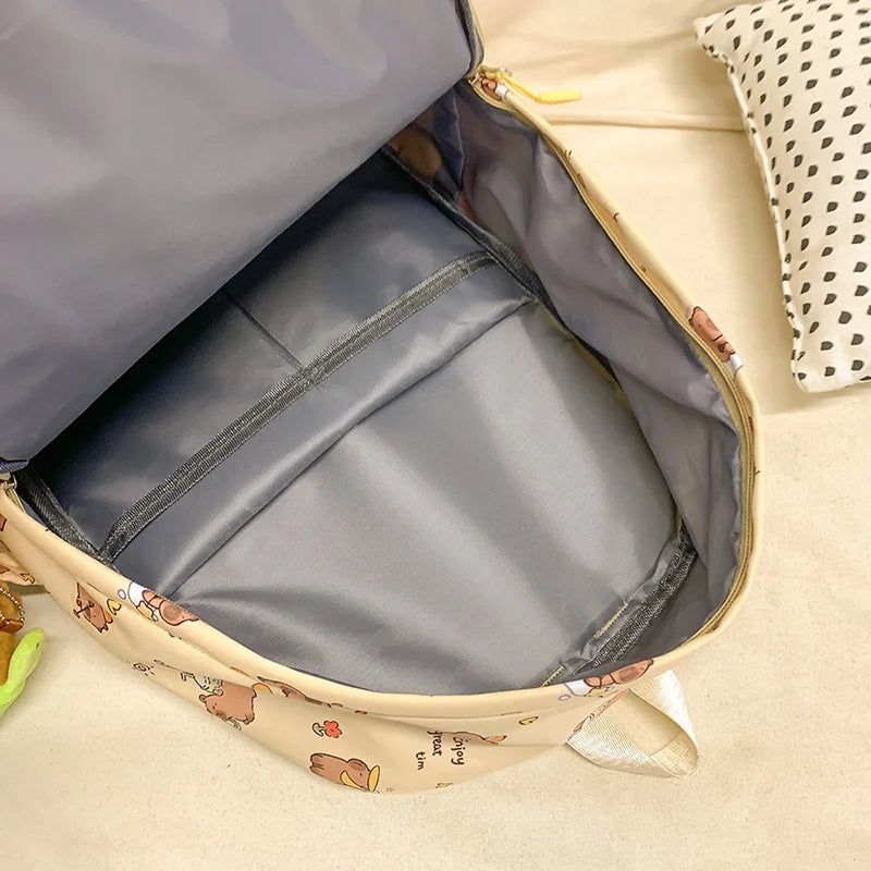 Cute Capybara Backpack for Girls Boys Student Teenager Children's Rucksack Women Cute Casual School Bags Kids Birthday Gift Toy