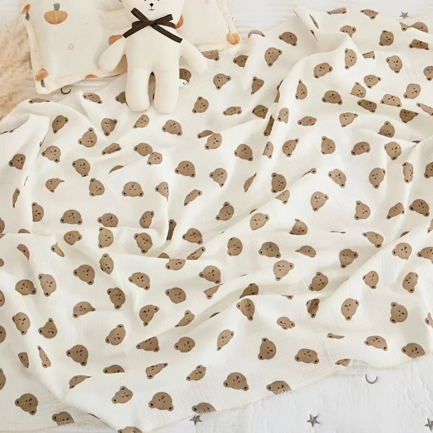 2Pc Cotton Muslin Blankets Baby Receiving Blanket for Newborn