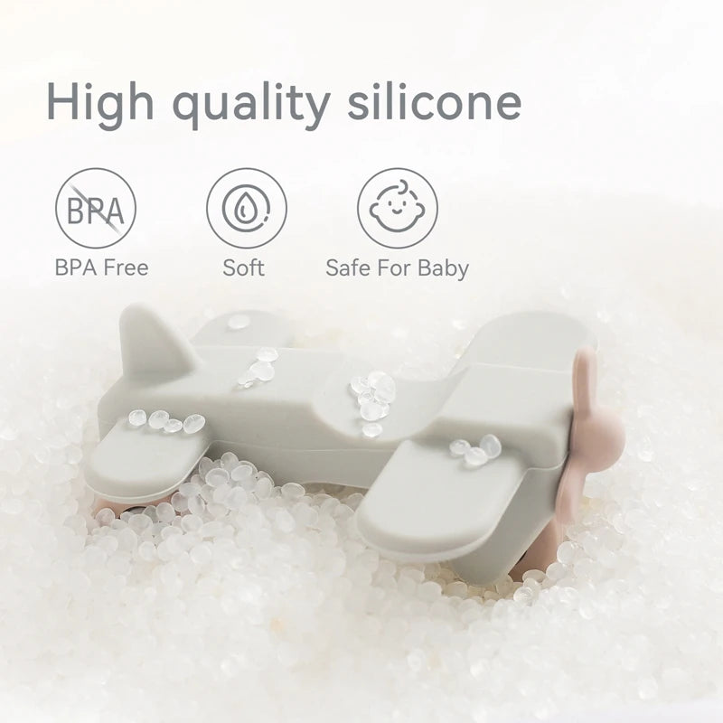 1pc Baby Aircraft Toys Food Grade Silicone Bus Truck