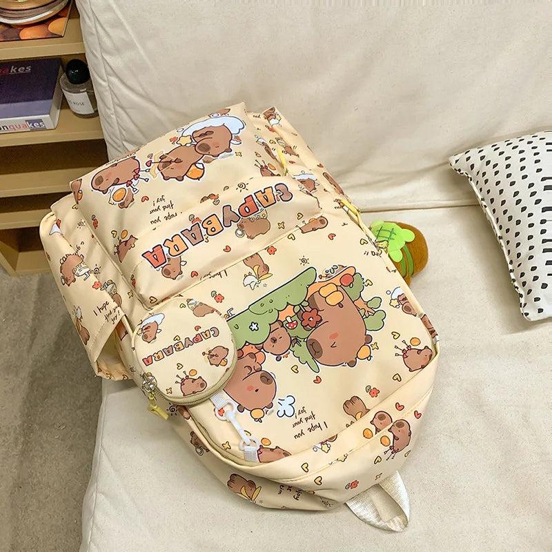Cute Capybara Backpack for Girls Boys Student Teenager Children's Rucksack Women Cute Casual School Bags Kids Birthday Gift Toy
