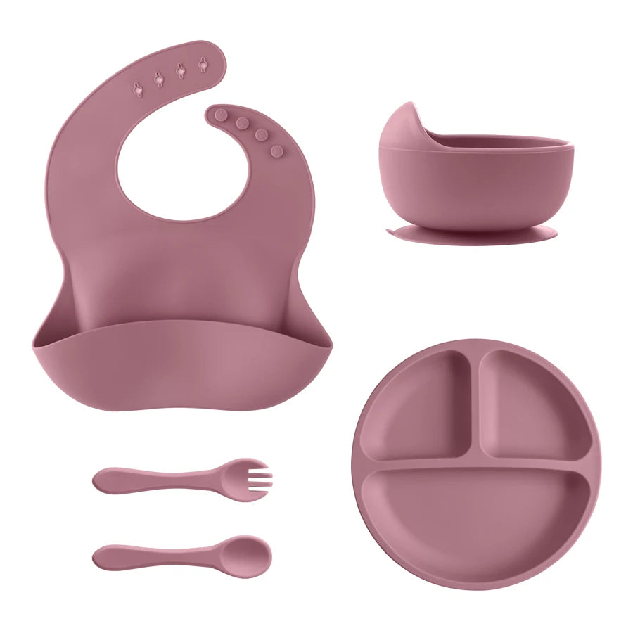 5Pcs Baby Silicone Feeding Set