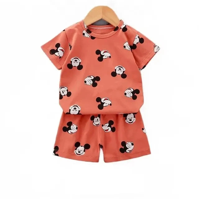 Summer cartoon T-shirt Shorts Children's boys Set Cotton