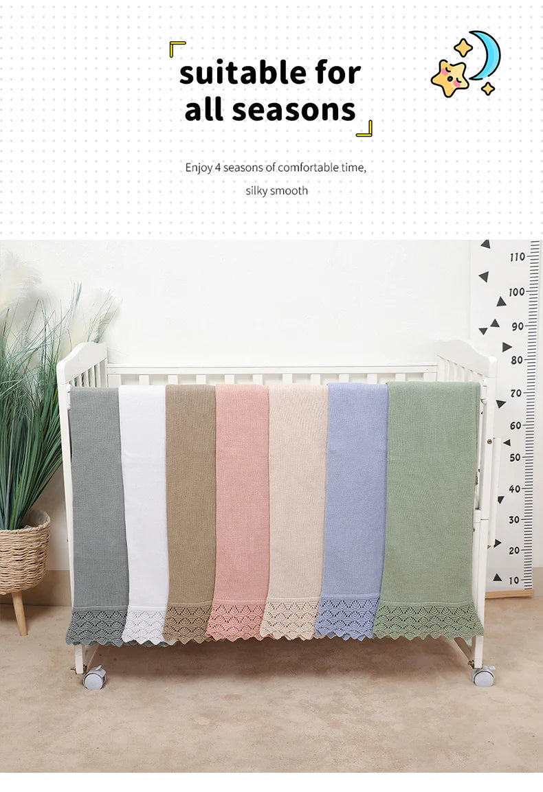 Cotton Baby Blanket Knit Newborn Boys Girls Bedding Quilt Fashion Hollow Out Solid 90*70CM Toddler Swaddle Wrap Super Soft Plaid