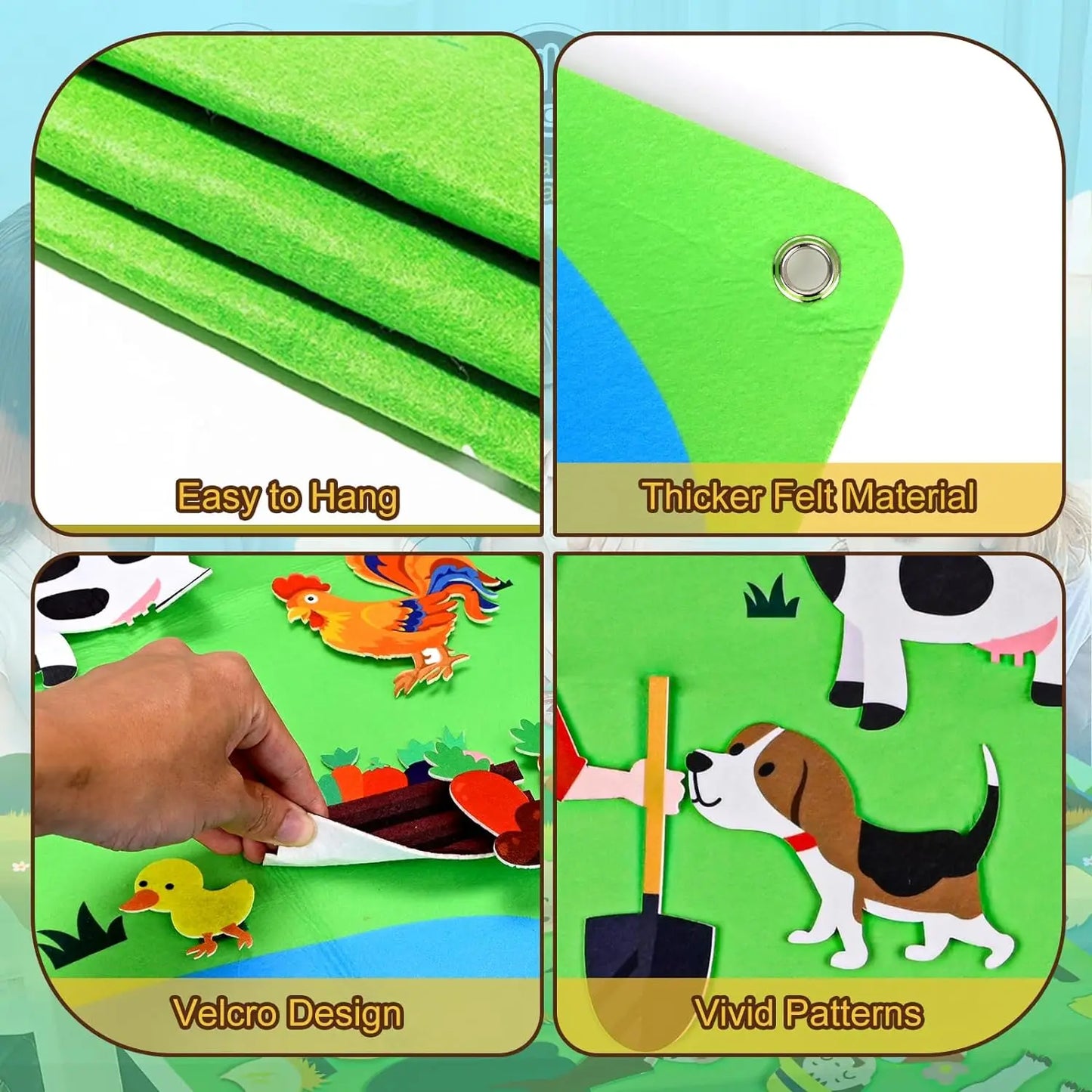 Farm Animals Felt Story Board Set Storytelling Early Learning Interactive Play Kit Wall Hanging Puzzle Toys for Toddlers Gifts