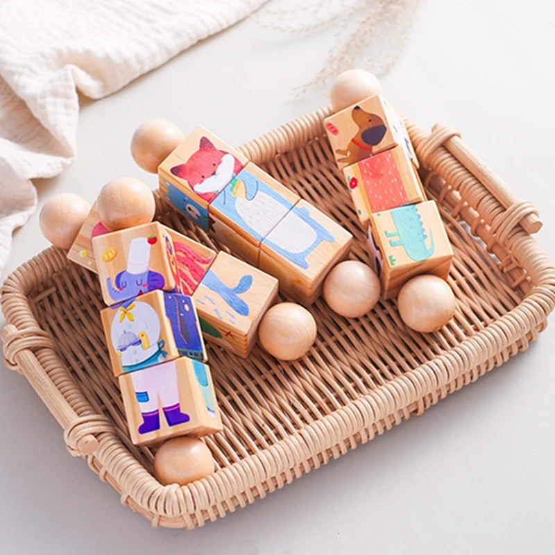 Baby Wooden Rotating Jigsaw Puzzle Hand bell Toy