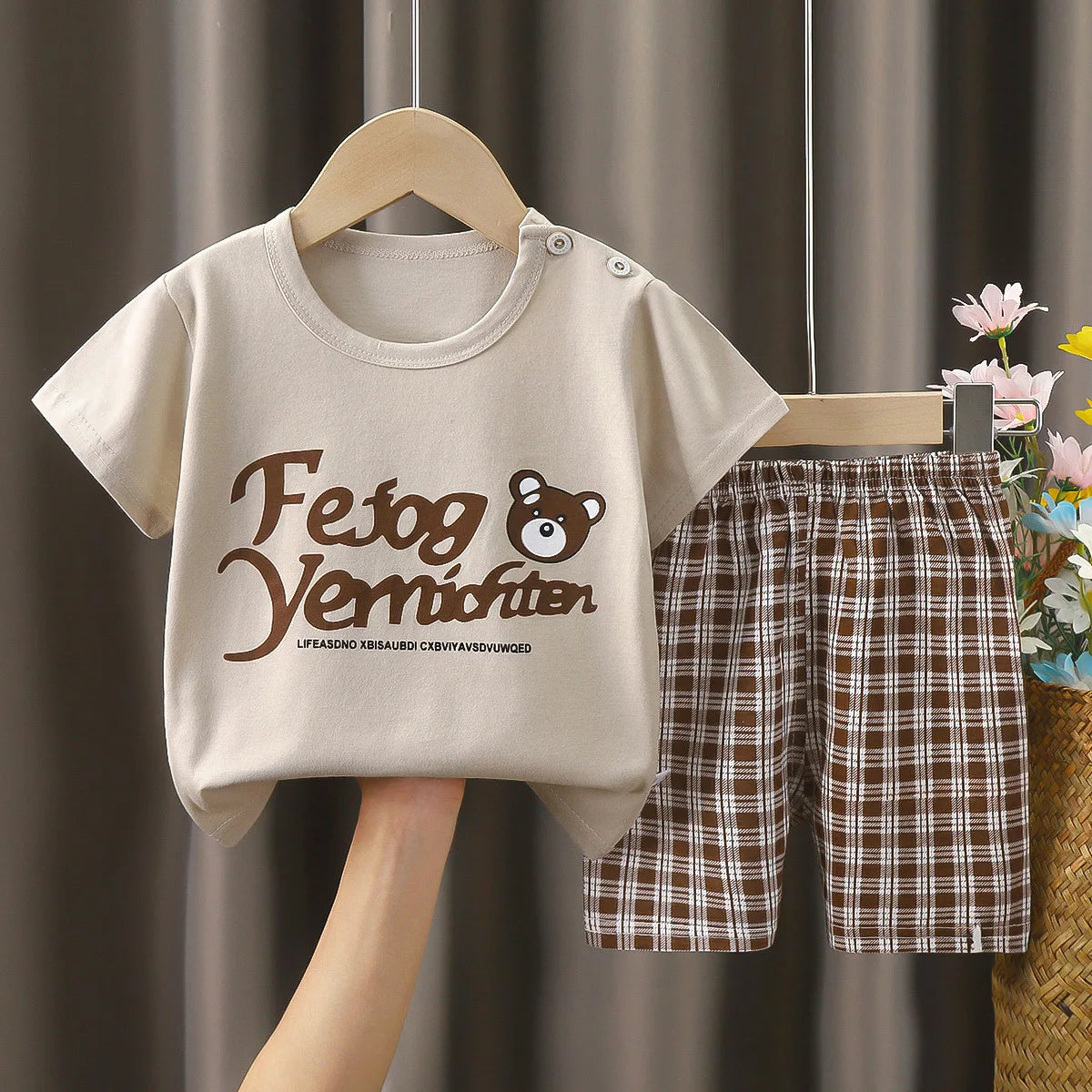Summer cartoon T-shirt Shorts Children's boys Set Cotton
