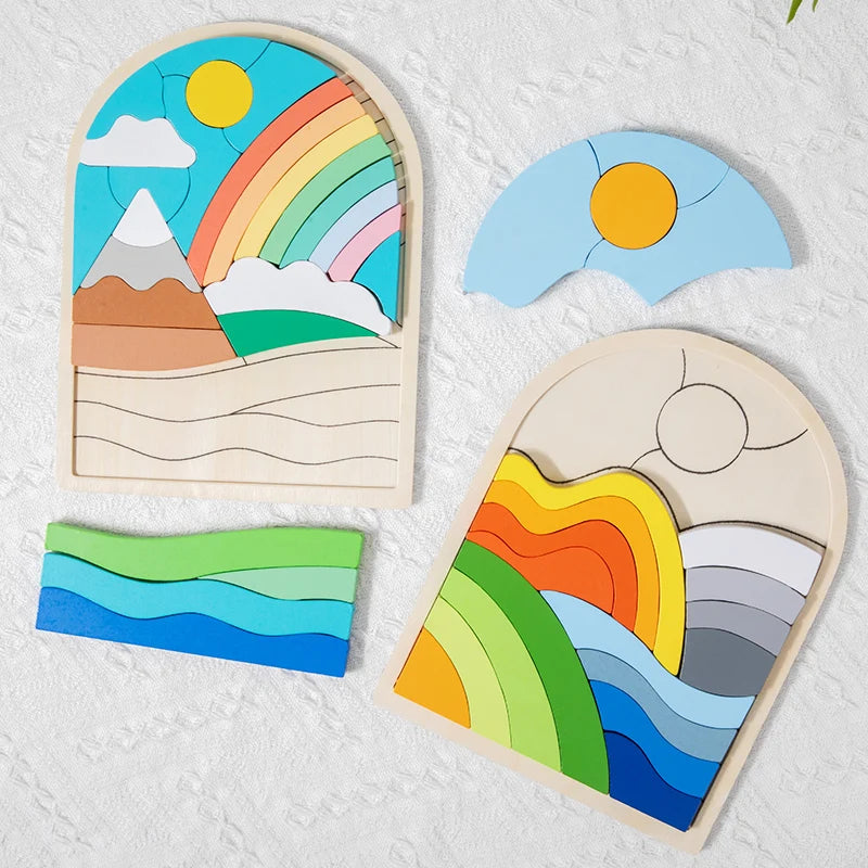 Wooden 3D creative puzzle, 2-6 years old