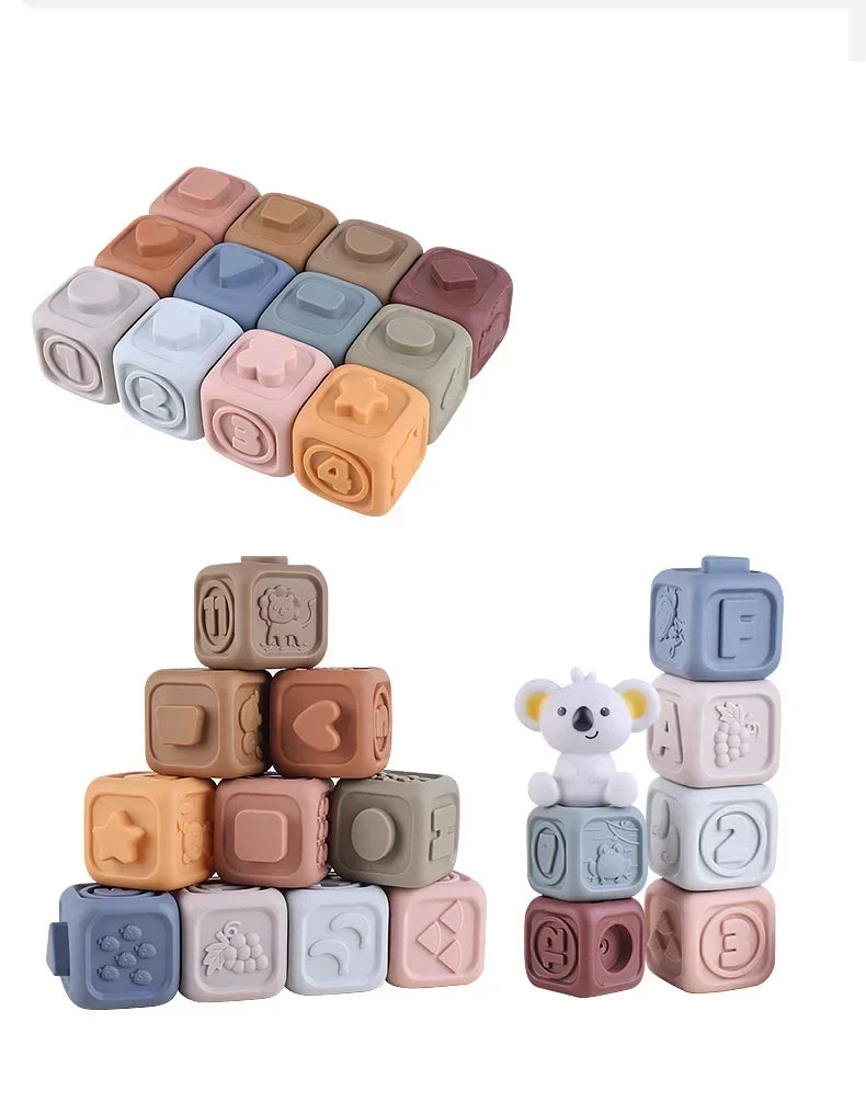 Montessori Toys for Baby Silicone Building Blocks