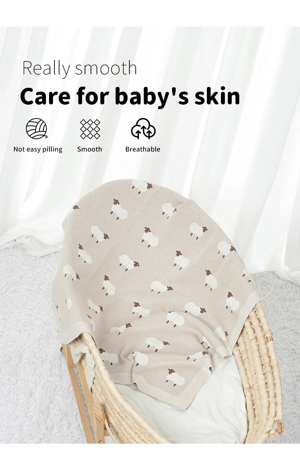 Baby Cotton Blankets Knitted Newborn Boys Girls
