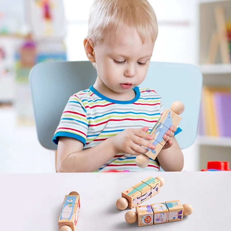 Baby Wooden Rotating Jigsaw Puzzle Hand bell Toy