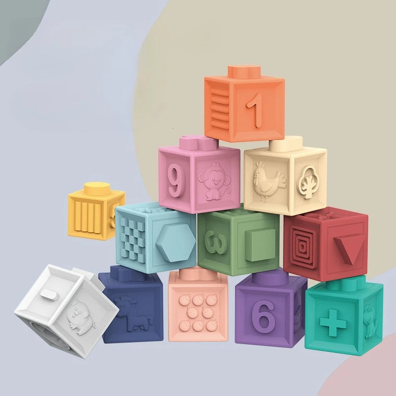 Montessori Toys for Baby Silicone Building Blocks
