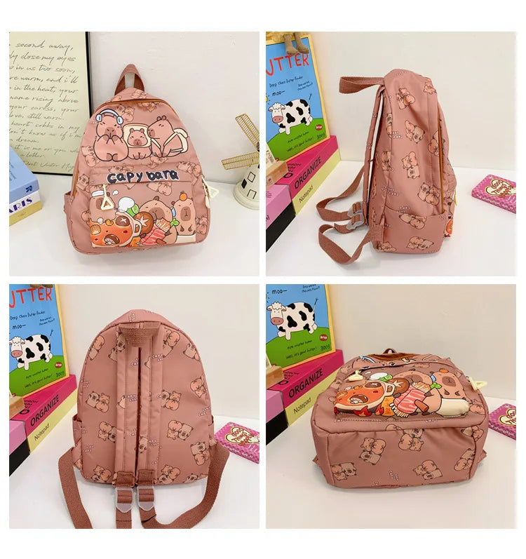 Cute Capybara Backpack for Girls Boys Student Teenager Children's Rucksack Women Cute Casual School Bags Kids Birthday Gift Toy