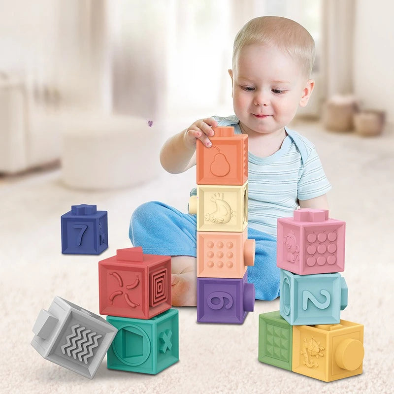 Montessori Toys for Baby Silicone Building Blocks
