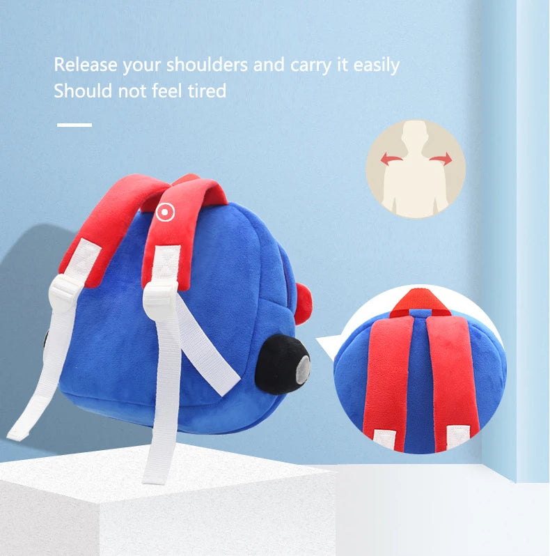 Stereo cartoon car backpack boy girl 2-4 years old kindergarten school bag kids backpack plush backpack