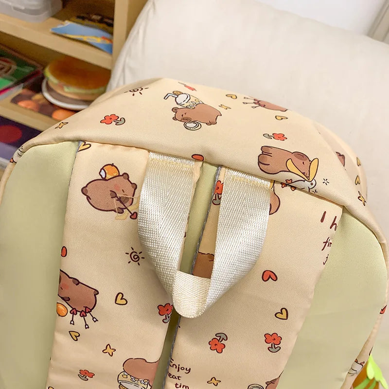 Cute Capybara Backpack for Girls Boys Student Teenager Children's Rucksack Women Cute Casual School Bags Kids Birthday Gift Toy