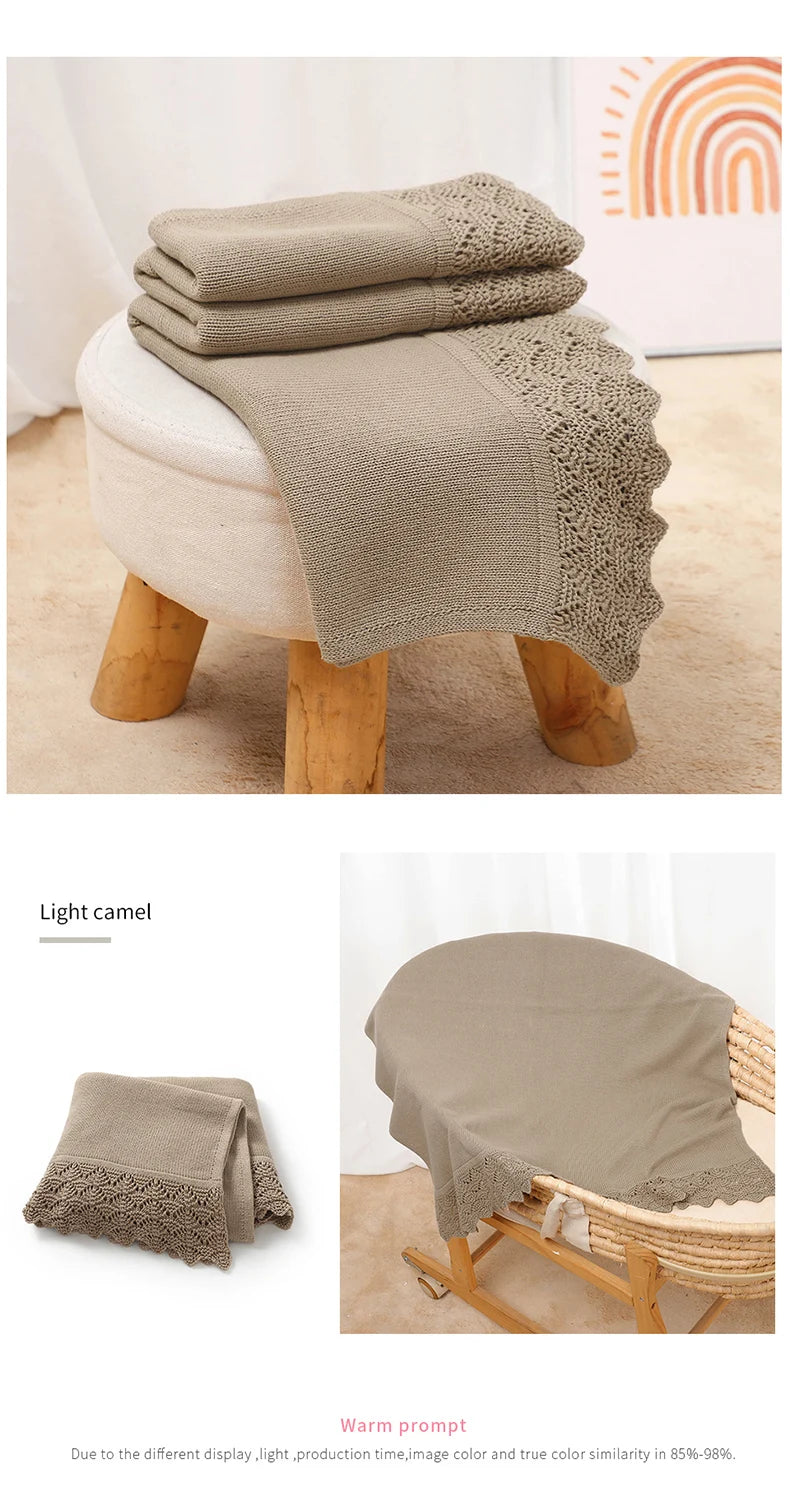 Cotton Baby Blanket Knit Newborn Boys Girls Bedding Quilt Fashion Hollow Out Solid 90*70CM Toddler Swaddle Wrap Super Soft Plaid